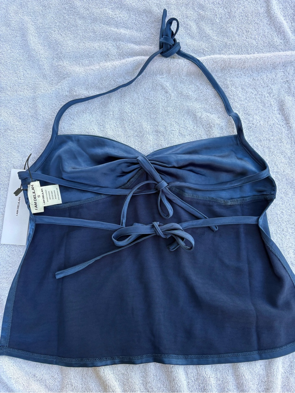 I Am Delilah- Midnight Navy Satin Halter - Picture 2 of 5